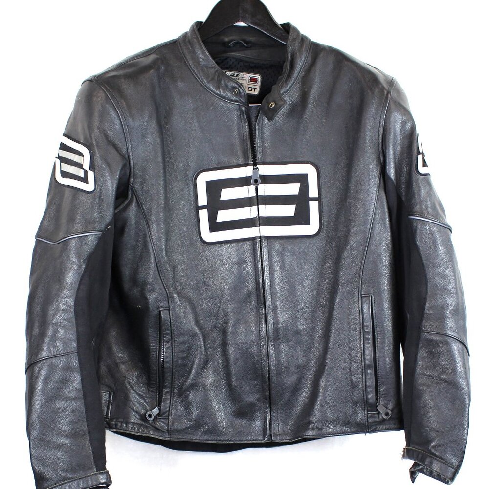 Vintage Shift Leather Motorcycle Padded Jacket Women (XL)